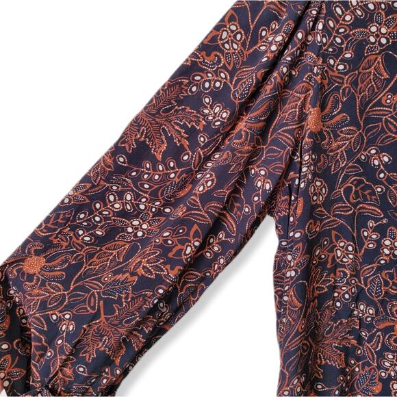 WARM Puff Sleeve Floral Blouse Top M Black Brown Prairie Modest Cottagecore NEW - Picture 6 of 12